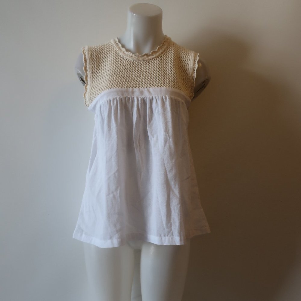 Womens Sunny Cream White Crochet Mixed Media Sleeveless Top 0 * COLOR: WHITE, CR